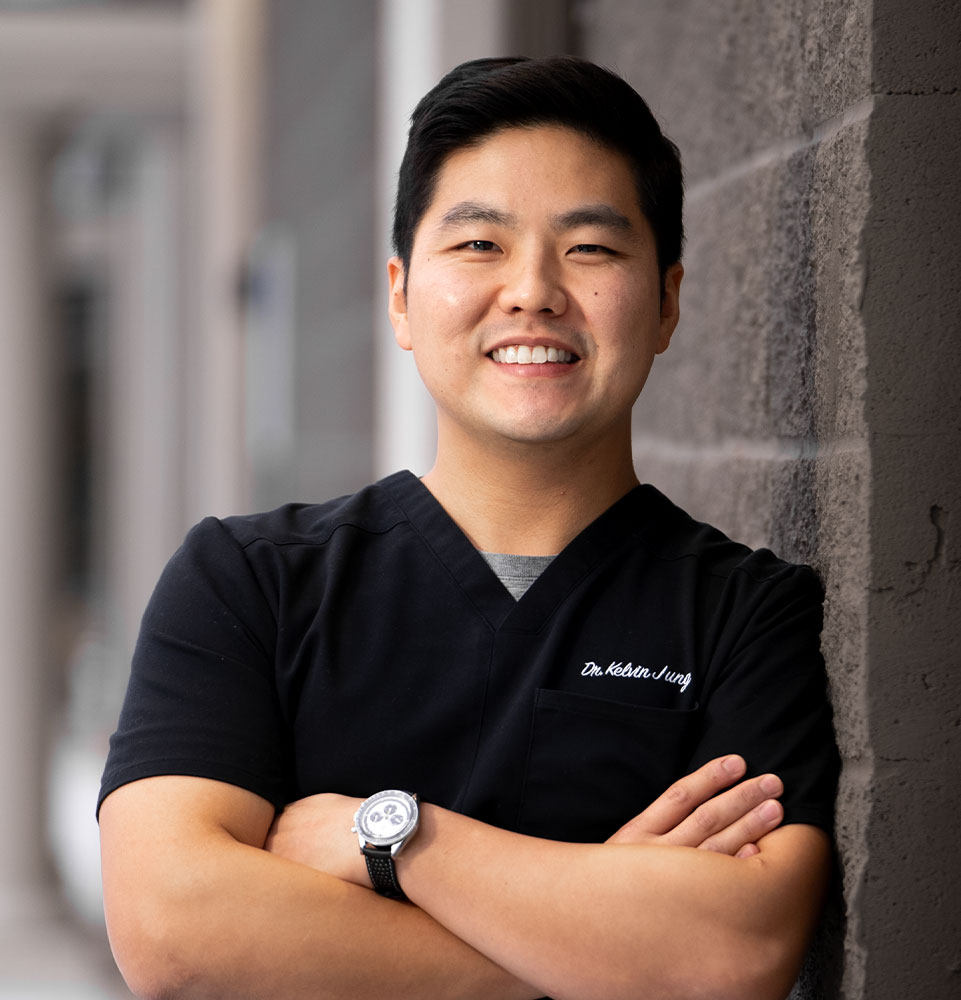 dr kelvin jung smiling outside